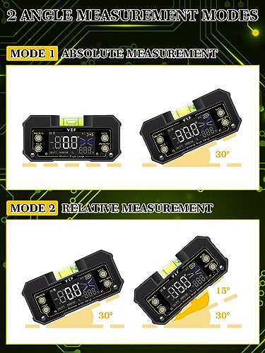 Image of YIF Wireless Digital Angle Finder Tool with Dual Axis, Digital Level with Slope Percentage - Magnetic Angle Finder with Clear Display & Digital Protractor for Absolute & Relative Measurement