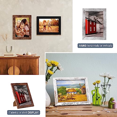 image for LANDNEOO 5x7 Picture Frame Set of 4, Wood Farmhouse Style Frames, Disp