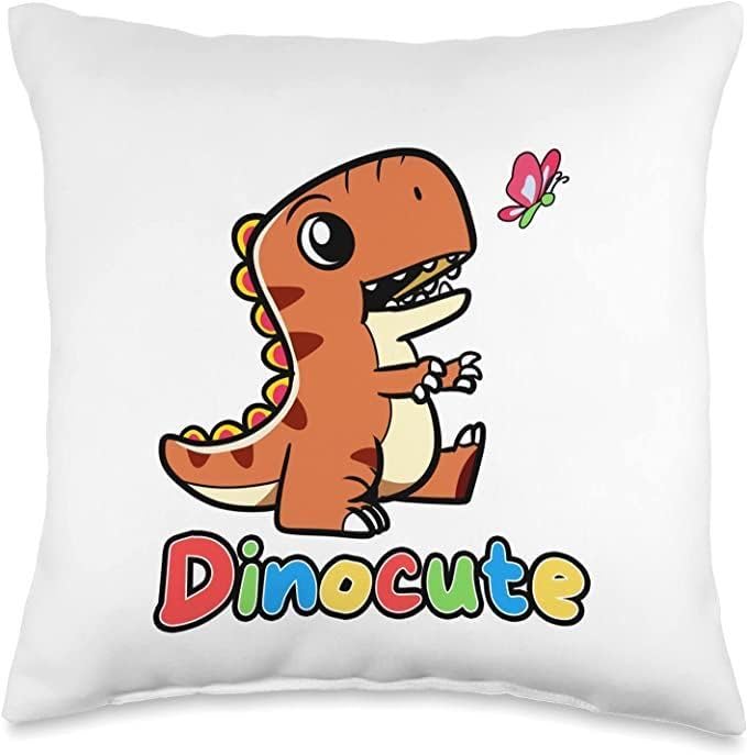 CRAFT MANIACS Cute Dinosaur Pun Cartoon 16 * 16 Pillow with Filler Inside Cutest Gift for Dino Lovers & Fans (DINO CUTE)