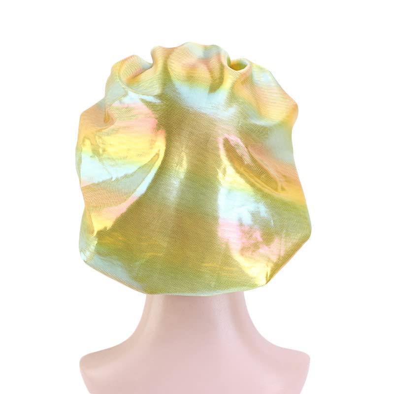 DEPHNARSA 6 Pieces Large Satin Bonnet Sleep Caps Soft Elastic Wide Band Satin Sleeping Cap & Hat Head Cover for Women Hair Loss,Natural Curly Hair Braids (F-Holographic) - Image 4