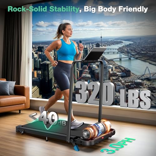 Image of Walking Pad Treadmill with Incline, 6 in 1 Foldable Treadmill Walking Pad with Handle Bar for Home /Office, 3.0HP Compact Under Desk Treadmills, 320LBS Capacity, App, LED Display