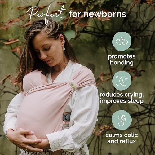 Image of Boba Bliss Pre-Wrapped Baby Carrier with Buckle - Newborn to 7-35 lbs Light, Breathable & Easy to Adjust Hybrid Infant Sling & Toddler Carrier - Certified Hip-Healthy for 0-18 Months - Bloom