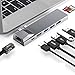 Produktbild USB C Hub, USB C Adapter mit HDMI 4K, Thunderbolt 3, 3 USB 3.0, Gigabit Ethernet RJ45, SD/TF Kartenleser, Typ C Hub Adapter für MacBook Pro 2019/2018/2017/2016,MacBook Air 2019/2018 (Space Grau)