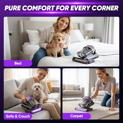 Saker Handheld Mattress Vacuum Cleaner w/ 16KPa Suction, UVC Light & 140°F Heated Air - image 9