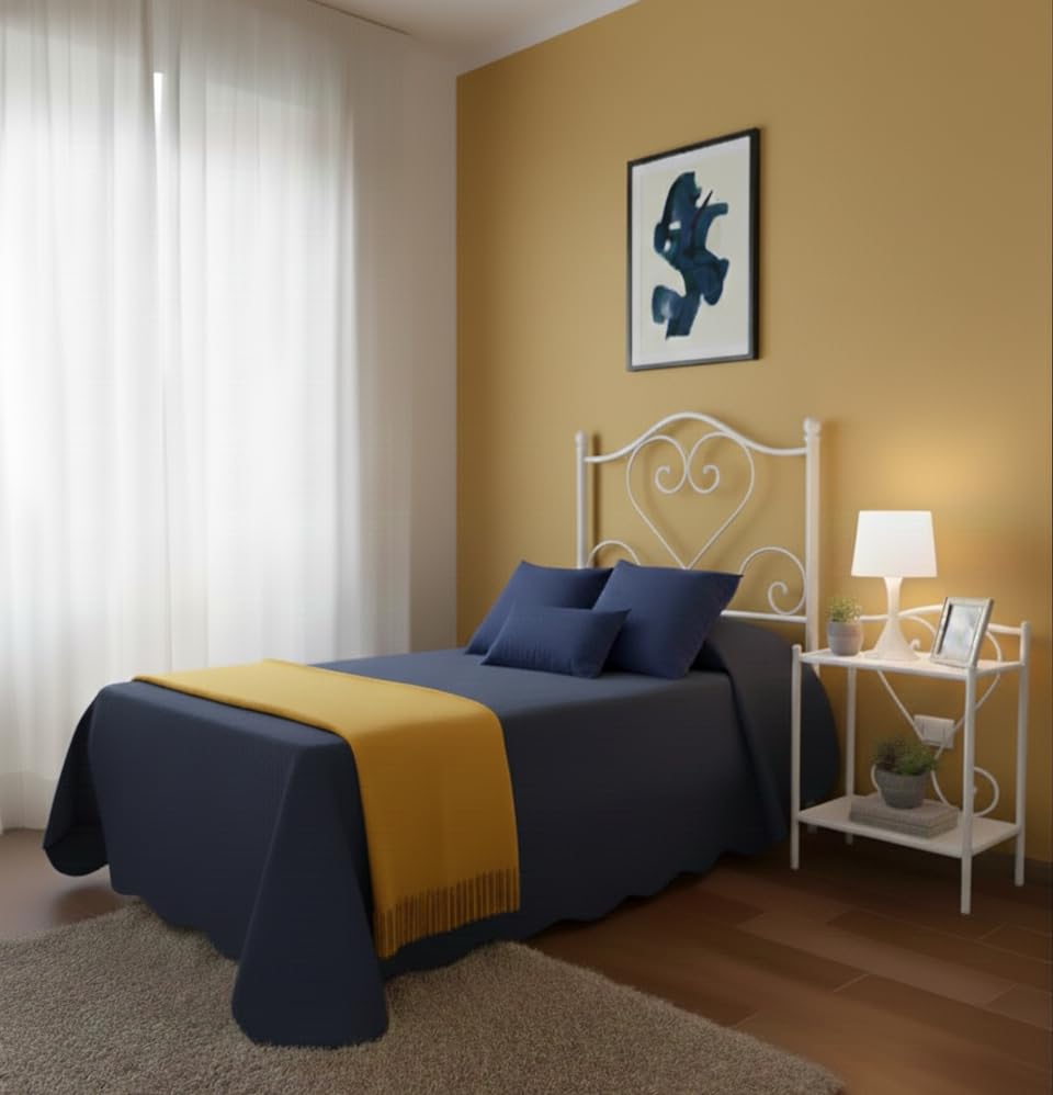 AESSEGI Letto singolo in ferro battuto Sogno (Bianco opaco satinato-solo testata con giroletto)