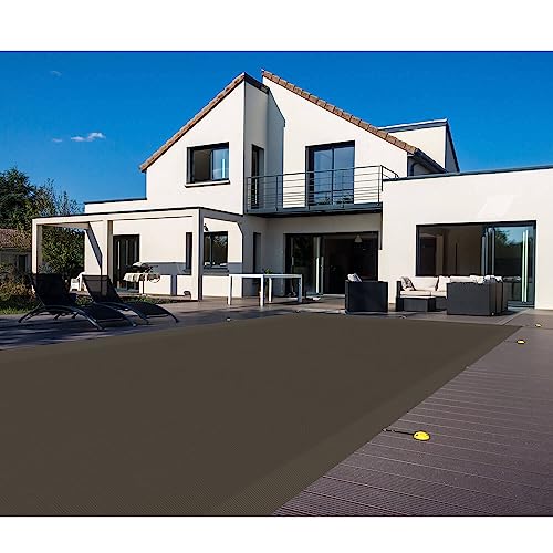 Patio 10'x10'Ft Pool Covers for Inground Pools Safety Cover Rectangle, Heavy Duty Winter Swimming Pool Cover Included Wire Rope Hem All Edges, Leaf Mesh Net Covers, UV-Resistance, Brown