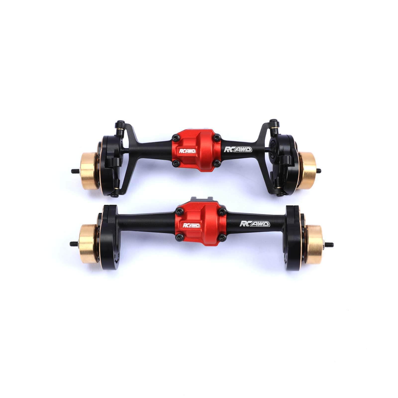 RCAWD Front Rear Portal Axle Alum Housing w/Steel Gears Brass Weight for Hobby Plus CR18P Rock Van Trail Hunter Upgrade Parts (Black)