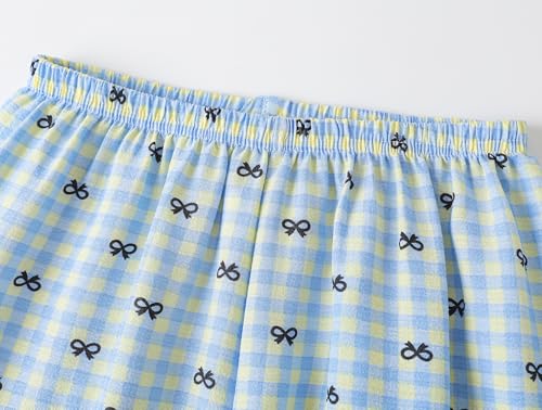 Image of Hupohoi Big Girls Button Down Pajama Set 3pcs Short Sleeve Long Pants with Shorts Crepe Wrinkled Fabric Sleepwear Nighty