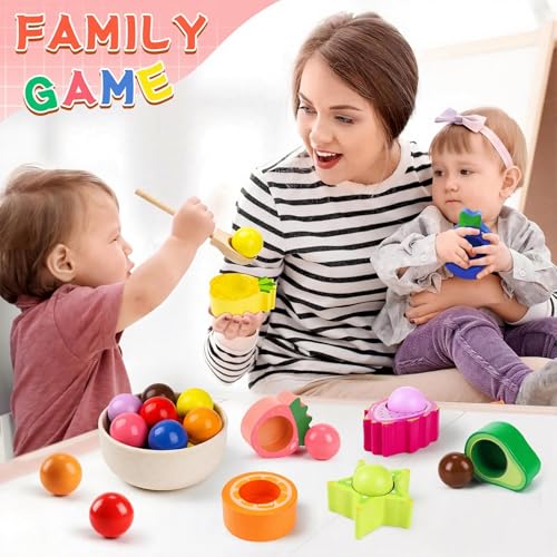 Seagoal Montessori Spielzeug ab 2 Jahr, Ostern Geschenke Kinder, Baby Motorikspielzeug Obst Holzspielzeug, Kinder Lernspielzeug Geschenk für Baby Mädchen Jungen 2 3 4 Jahre