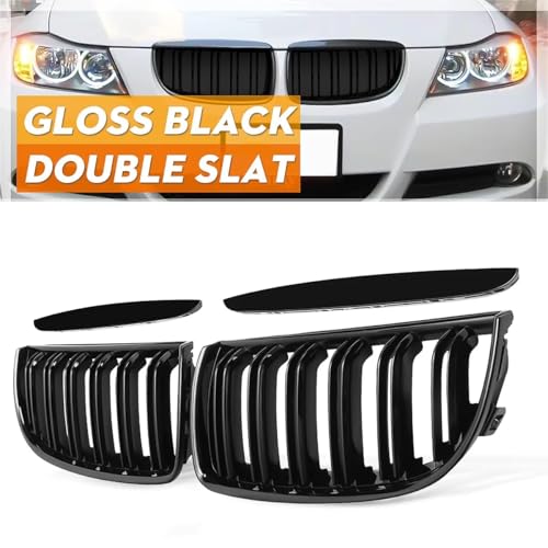Rejilla delantera de doble listón estilo parrillas de carreras para E90 E91 2