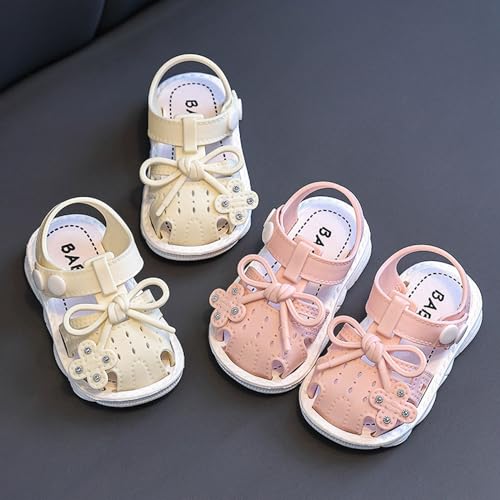 IWIHMIV Baby Girl Sandals Non Slip Comfortable Flat Cute Bow Flower Girls Summer Wedding Party Dress Shoes4