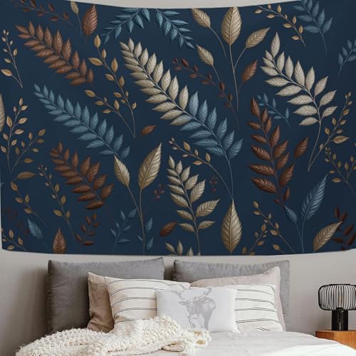 Tapisserie murale plantes bleu marine 230x180cm grand format pour salon
