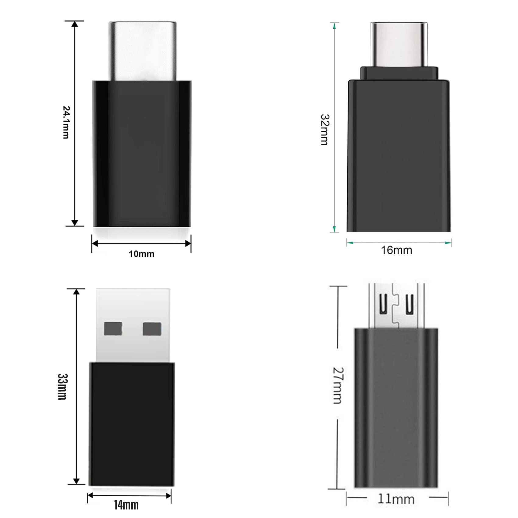 Adattatore USB C a USB 3.0 OTG [4 pezzi], , Adattatore USB C a Micro USB, Trasferimento Dati per MacBook, Phone 13 12, Galaxy S9