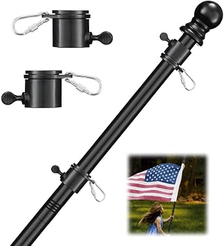 6FT Flag Pole,Tangle Free Stainless Steel Weather Resistant Rustproof Flagpole Suitable for 3x5 Sports Fan Outdoor Flags, Wall-Mounted6FT Without Bracket