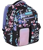 Mitama Zaino Scuola Elementare M-Power TrendyFlowers, Triplo Scomparto, Ragazzi e Ragazze, Tasca Porta Borraccia, Schienale Imbottito, viola