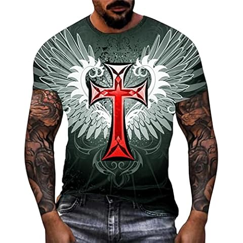Camiseta de manga corta para hombre BOTCAM con diseño de oración cruzada Cover