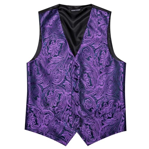 Image of Barry.Wang Formal Men Flower Vest Paisley Jacquard Silk Ties Suit Waistcoat Set Wedding 5PCS