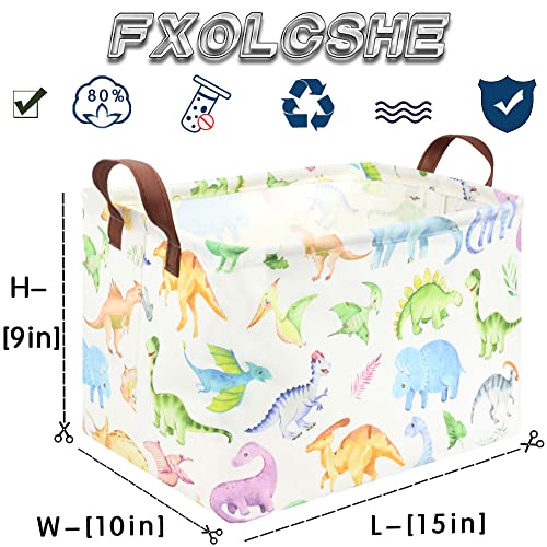 Image of Rectangle Dinosaur Basket,Kids Toy Storage Bin,Storage Bins Organizer for Boys Nursery Hamper,Baby Room Decor,Gift Basket for Boy and Girl(Dinosaurs)