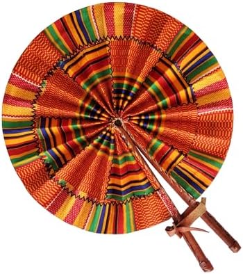 Dupsie's Kujoe African Kente Éventail pliable fait main