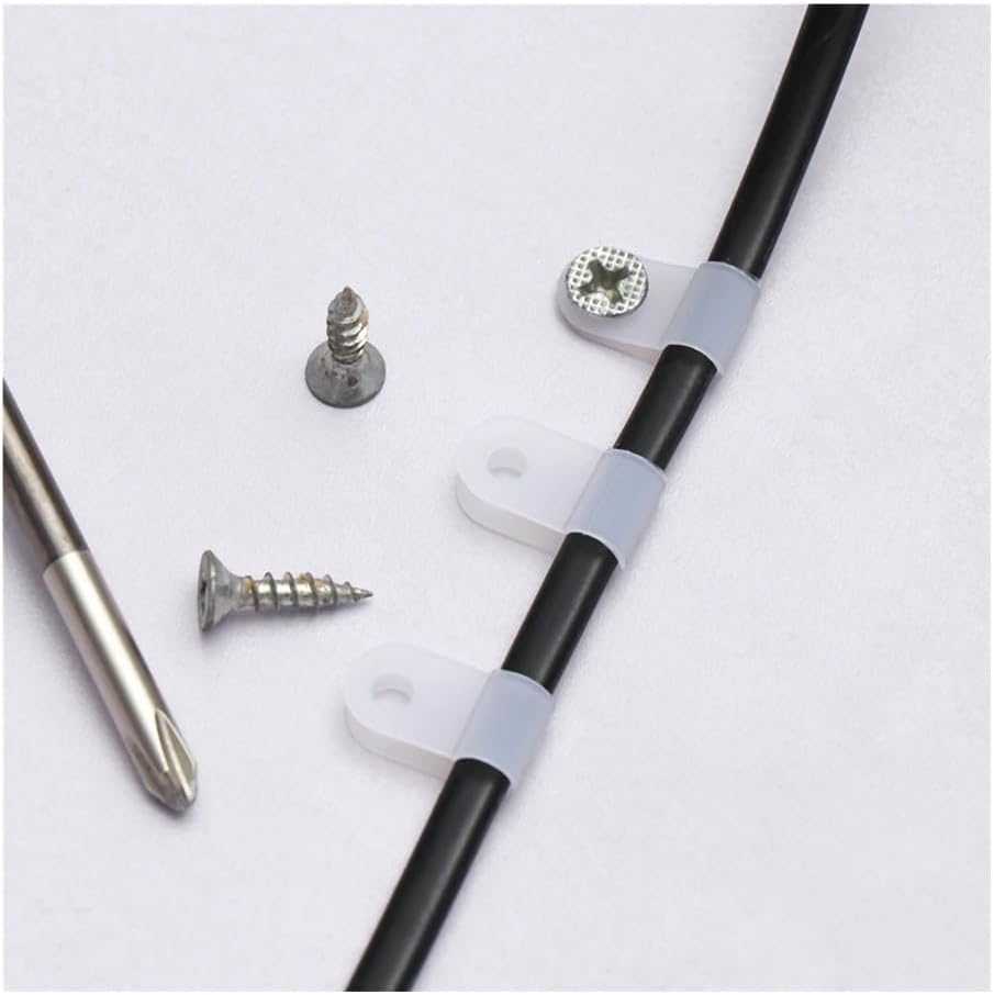 Stainless Steel Hose Clamps, 100pcs R-Type Nylon Cable Clip Plastic P Clips Black Mounting Fix Hardware Electrical Fittings Hose Clamping(8.4mm Black)