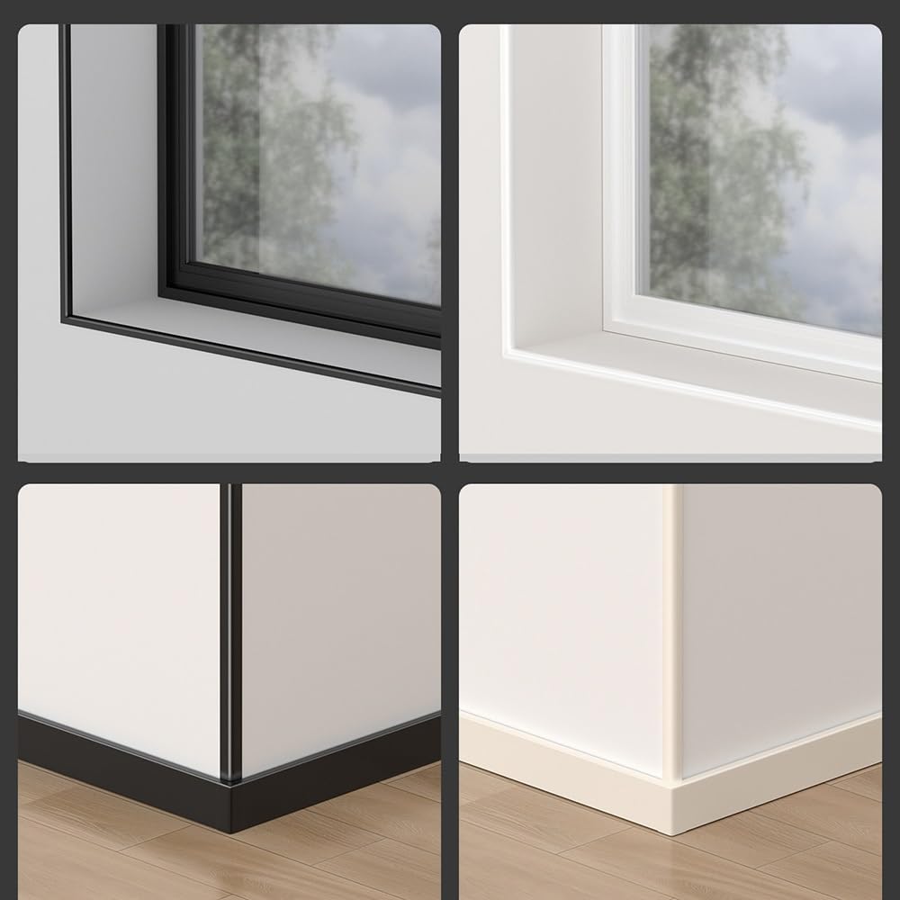 Lot de 2 protections d'angle en aluminium de 147,3 cm - Protection murale anti-collision - Bande de bord moulé en L pour porte et fenêtre - Blanc - 150 x 2 cm (58