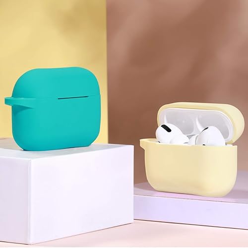 Vista 28 de Funda de silicona compatible con Apple AirPods Pro, funda protectora con mosquetón para AirPods 3 (luz de LED frontal visible)