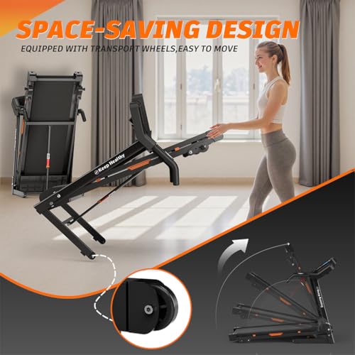 Image of 3.5HP Folding Treadmill with Incline, Heavy-Duty Treadmill for Home with 12 Programs, 0.5-8.5MPH Speed, 330 lbs Capacity, Compact Electric Running Machine with App Sync, Cup & Tablet Holder