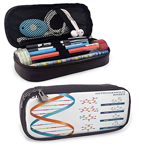 Sac de rangement pédagogique Sacoche Bases d'ADN Chimie Biochimie Biotechnologie Science Symbole en spirale Génétique pour fournitures scolaires et de bureau W3.5xL7.9 Multicolore Cover