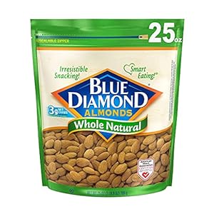Blue Diamond Almonds Whole Natural Raw Snack Nuts, 25 Oz Resealable Bag (Pack of 1)