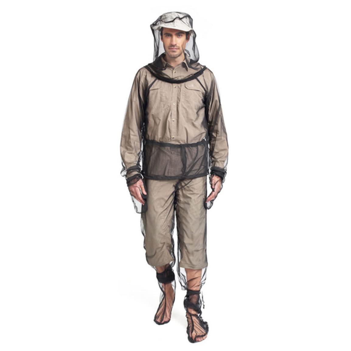 Vêtements Anti-moustiques 4 pièces moustiquaires Respirantes translucides Costume réglable Protection Pliable pour Camping Cyclisme pêche randonnée