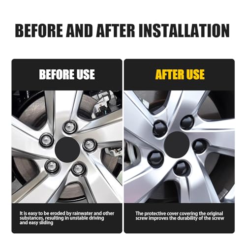Image of 21 PCS Car Hub Lug Nut Cover with Extraction Clip, Anti-theft Protective Design, Waterproof Vehicle Tire Screw Cap Accessories, Universal 0.74In /19MM Automotive Hub Seals (Black)