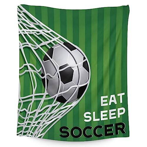 Mercuryelf Soccer Blanket Gifts, 40"x50" Funny Football Throw Blankets for Boys Kids, Cozy Lightweight Fleece Plush for Sofa Bed Room Decor