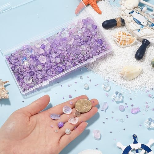 SUNNYCLUE 1 Box 3000+Pcs Summer Beads Kit Glass Fish Beads Starfish Beaded Purple Round Glass Bead Ocean Sea Animal Bead Hawaii Spacer Beaded for Jewellery Making DIY Bracelets Earrings Necklaces - Image 3