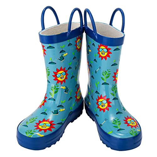 Freemori Kids Toddler Rain Boots For Boys Baby Infant Youth Rainboots For Girls Raining Boots Outdoor Water Shoes Handmade Natural Rubber Children Muck Boots With Easy-On Handles #TOP1