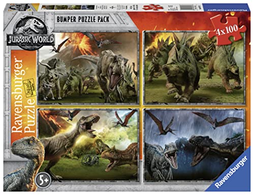 Ravensburger Puzzle, 06976, Jurassic World, Puzzle Bumper Pack 4x100 Piezas, Edad Recomendada 5+,...