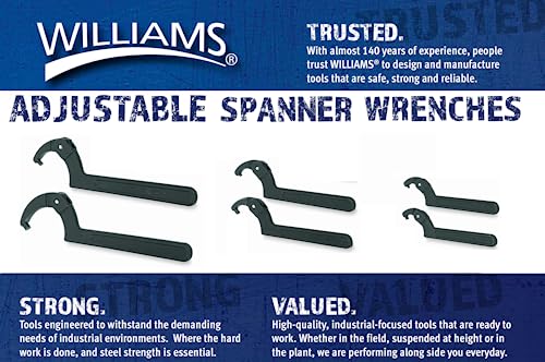 Image of Williams JHW471 Adjustable Hook Spanner Wrench with Span Diameter of 3 /4 to 2-Inch, Ideal for Adjusting Collars, Lock Nut Rings, and Bearings