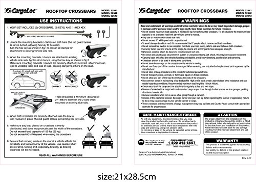 CargoLoc 2-Piece 52" Aluminum Roof Top Cross Bar Set – Fits Maximum 46” Span Across Existing Raised Side Rails with Gap – Features Keyed Locking Mechanism, Silver