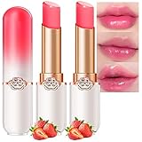 evpct 2Pcs Strawberry Tinted Lip Balms PH Lip Color Changing Lipstick Balm Stain Gift Set Queen for Women Girls Korean Mood Long Lasting Color Change Light Pink Lipstick Lip Tint Plumper Gloss