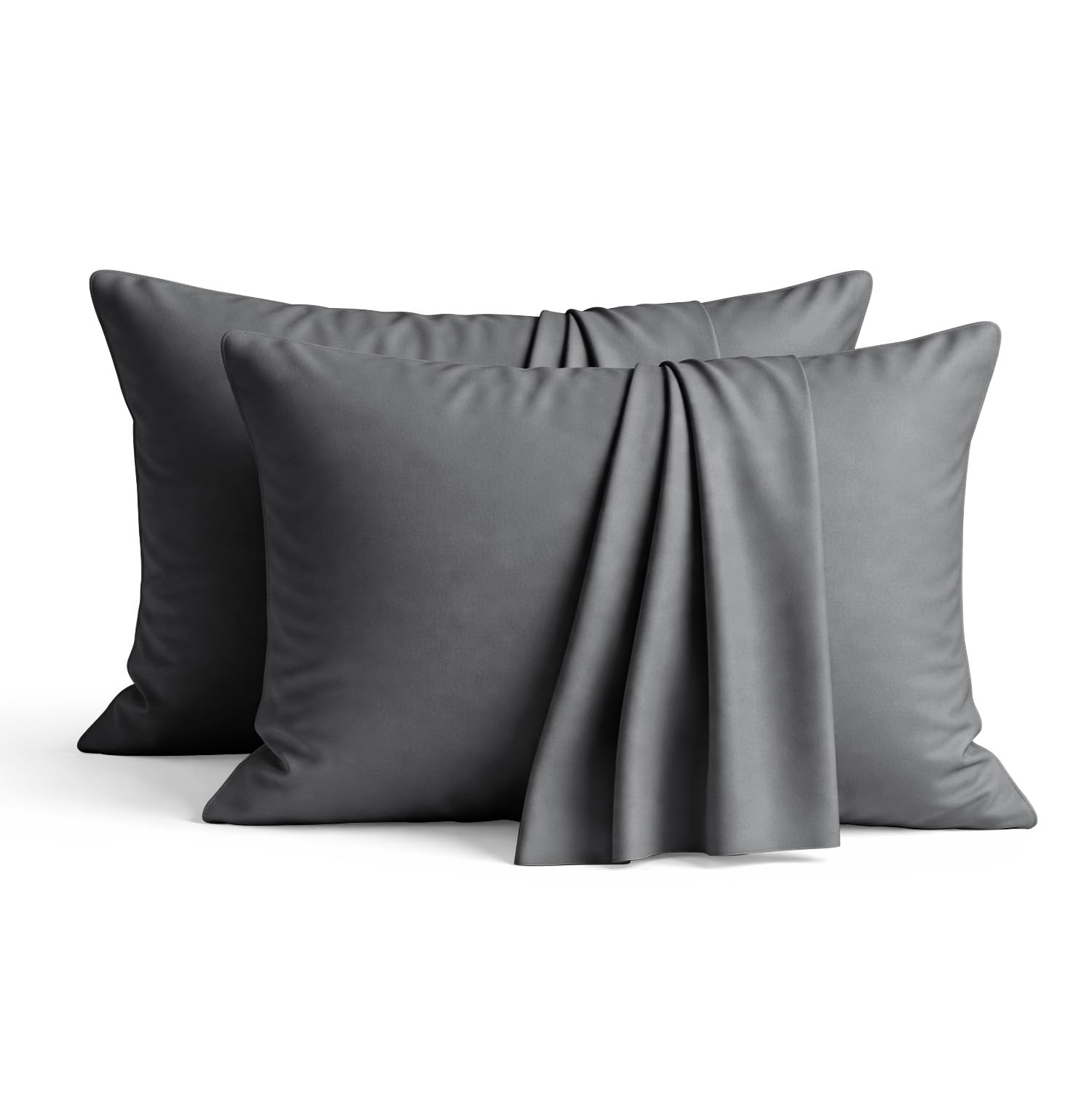 Ameha Charcoal 100% Brushed Microfiber Pillow Cases 2 Pack (Pillows Not Included), Super Soft Standard Pillow Cases | Hotel Quality Pillow Covers, 50X75 Cm,