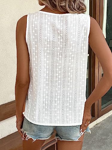 SweatyRocks Women's Floral Lace V Neck Tank Top Casual Hollow Out Sleeveless T Shirt2