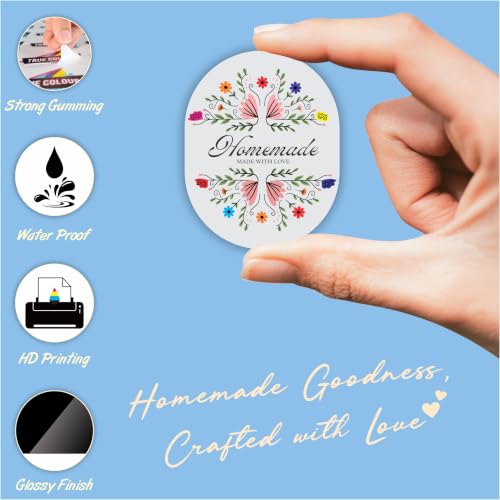 Image of Trifirt Homemade Oval Labels Stickers | Self Adhesive Vinyl Labels for Jars, Bottles, Homemade Food Packaging, Bakery Boxes, Gifts & Small Business