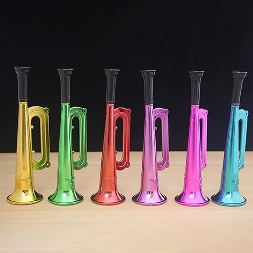 Miniatura 8 de TOYANDONA 6 juguetes metálicos de trompeta, instrumento de trompeta para niños, instrumentos musicales de plástico para fiestas y eventos, recuerdos