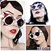 Bat Sunglasses Stripes Y2K Hip Hop Retro Punk Style UV Protection Fashion Sunglasses for Halloween Music Festival (Red Blue White)