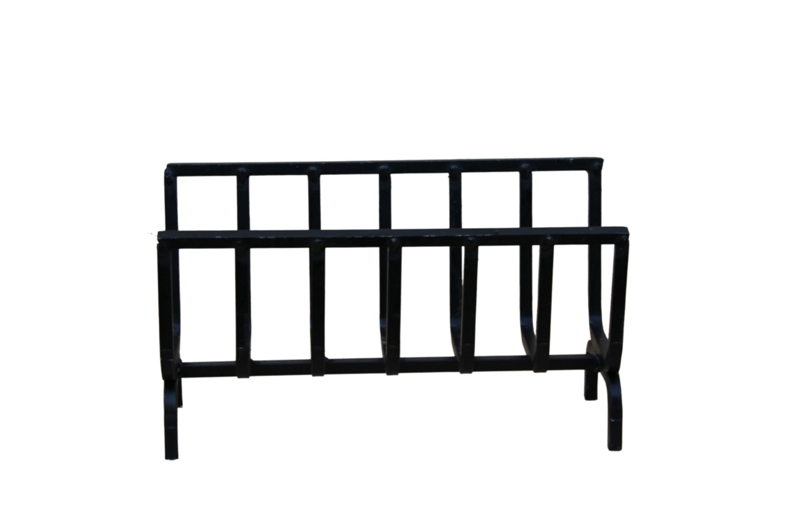 Porta Legna brucia legna in Ferro per Camino e Barbecue, Braciere Brucia Legna, Nero (Nero, 48x21 cm)
