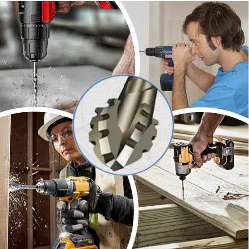 Image of 7PCS High-Strength Eccentric Twist Drill Bit Set - Four-Flute Sawtooth, Four-Edged Serrated, Multifunction (3-12mm) for Stone, Glass, Concrete, Wood, Brick, Metal (4-blade serrated drill bit)