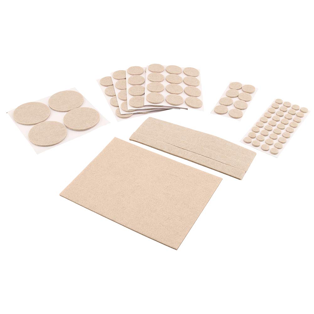 Prime-Line MP76572 - Almohadillas de Fieltro Antideslizantes para Muebles, Reverso Autoadhesivo, Formas Redondas, Rectangulares, 6 Tamaños, 101 Unidades