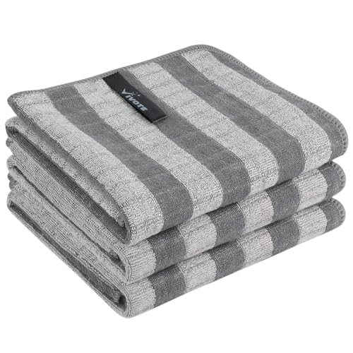 VIVOTE Paños de cocina de microfibra de fibra de bambú, paño de cocina, paño de cocina, toalla de cocina, suave, absorbente, estilo único, 40 x 60 cm, tamaño grande, 3 unidades