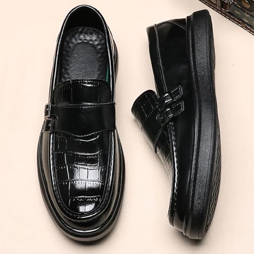 Men's Leather Printed Monk Strap Buckle Penny Loafers Classic Slip-On Round Toe Business Dress Shoes Casual Non-Slip Work Office Walking Driving Shoes3