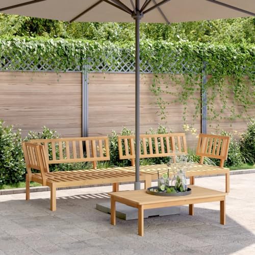 QZZCED Sofá Esquinero de Jardín de Palets de Madera de Acacia Maciza con Diseño de Listones y Estructura Modular para Terraza o Patio Exterior