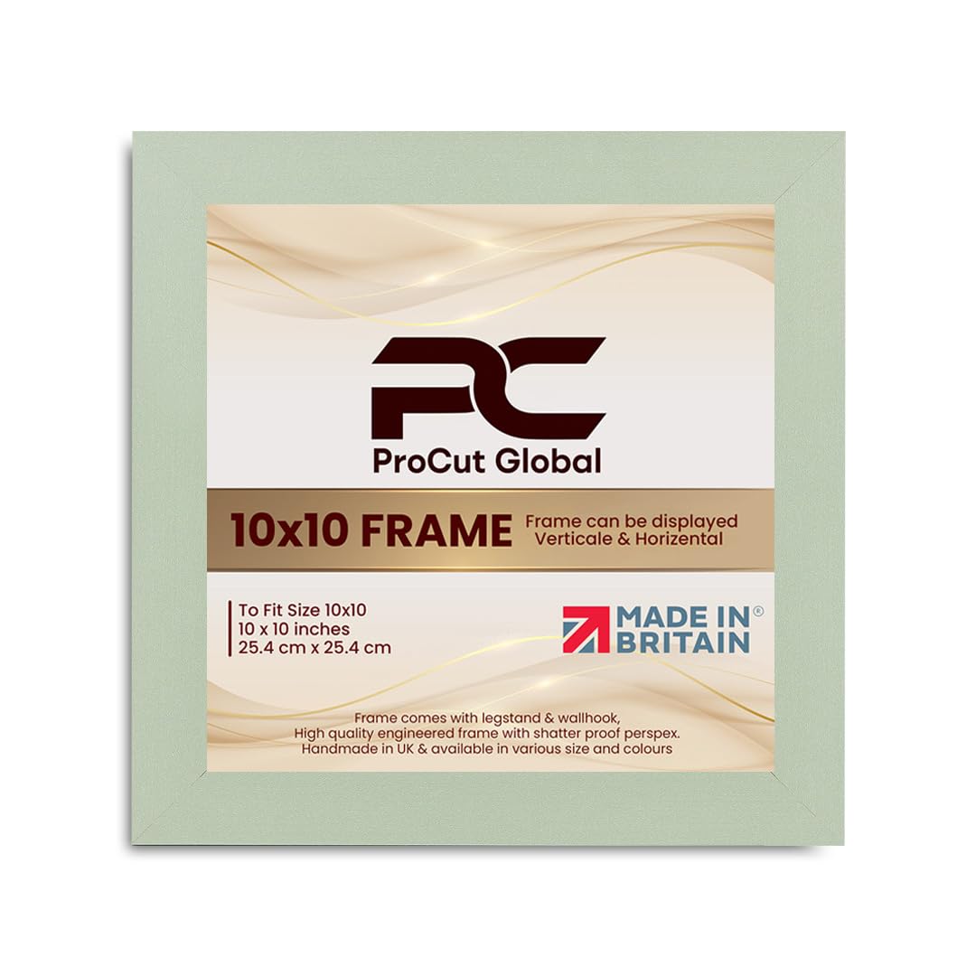 Procut Global 10X10 Green Picture Frames - Modern Wooden Photo Frame with Shatterproof Perspex for Wall or Tabletop - Perfect for Posters, Certificates, Prints - Sizes & Colors Available